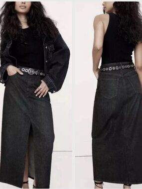 Banana Republic Denim Maxi Skirt Color: Black Rinse Wash New with Tags